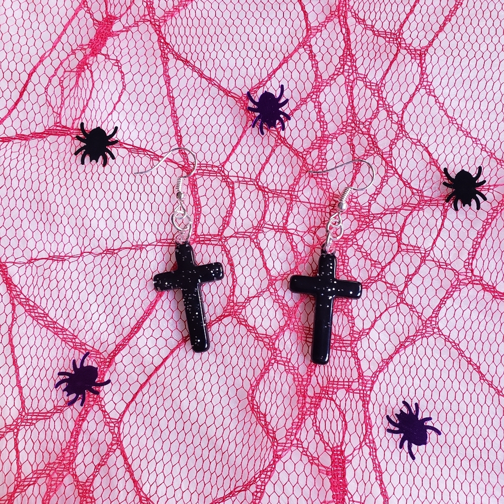 *Black Cross Earrings
